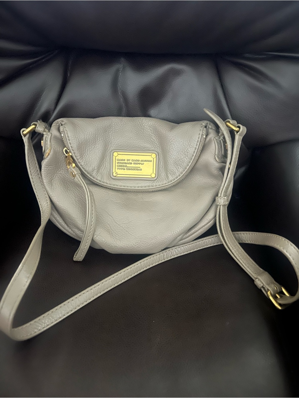 Marc by Marc Jacobs Gray Leather Crossbody Bag Small Classic Q Natasha